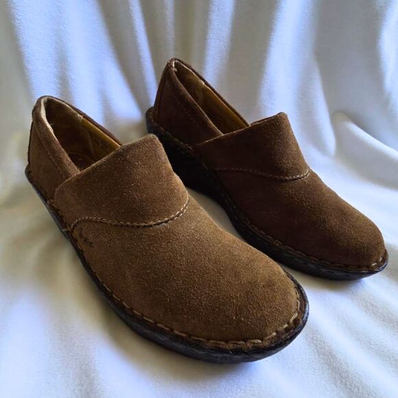 BOC Born Concept Wedge Suede Brown Ankle Clogs Heels Cottagecore Boho Y2K Sz 6.5 - Picture 3 of 13